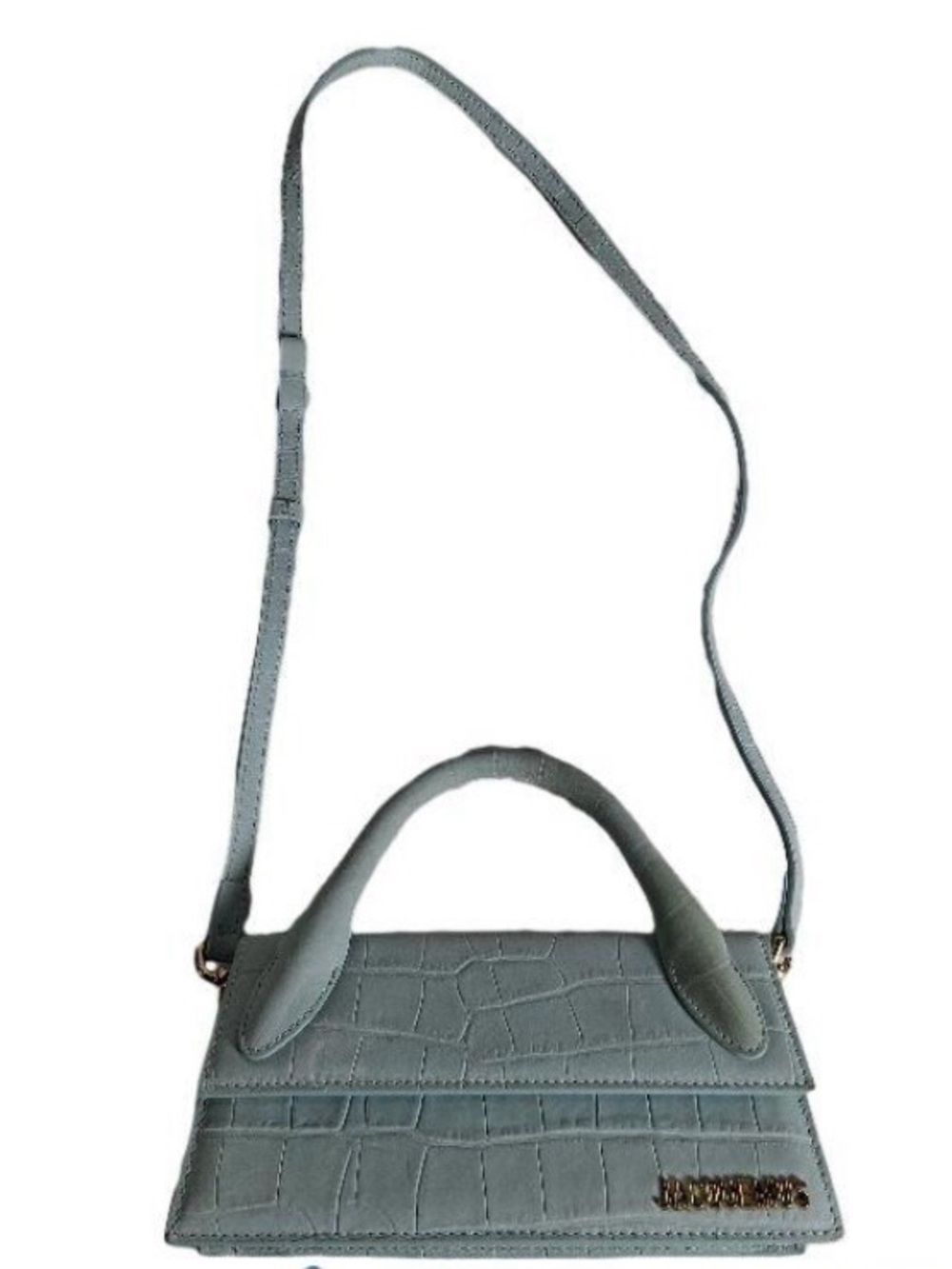 Jacquemus blue grey Croc-Embossed Top Handle Crossbody Bag